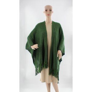 Accessory Street Navy & Green Knit Topper Ruana